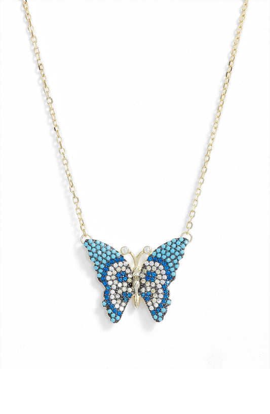 Butterfly Pave Charm Necklace-0