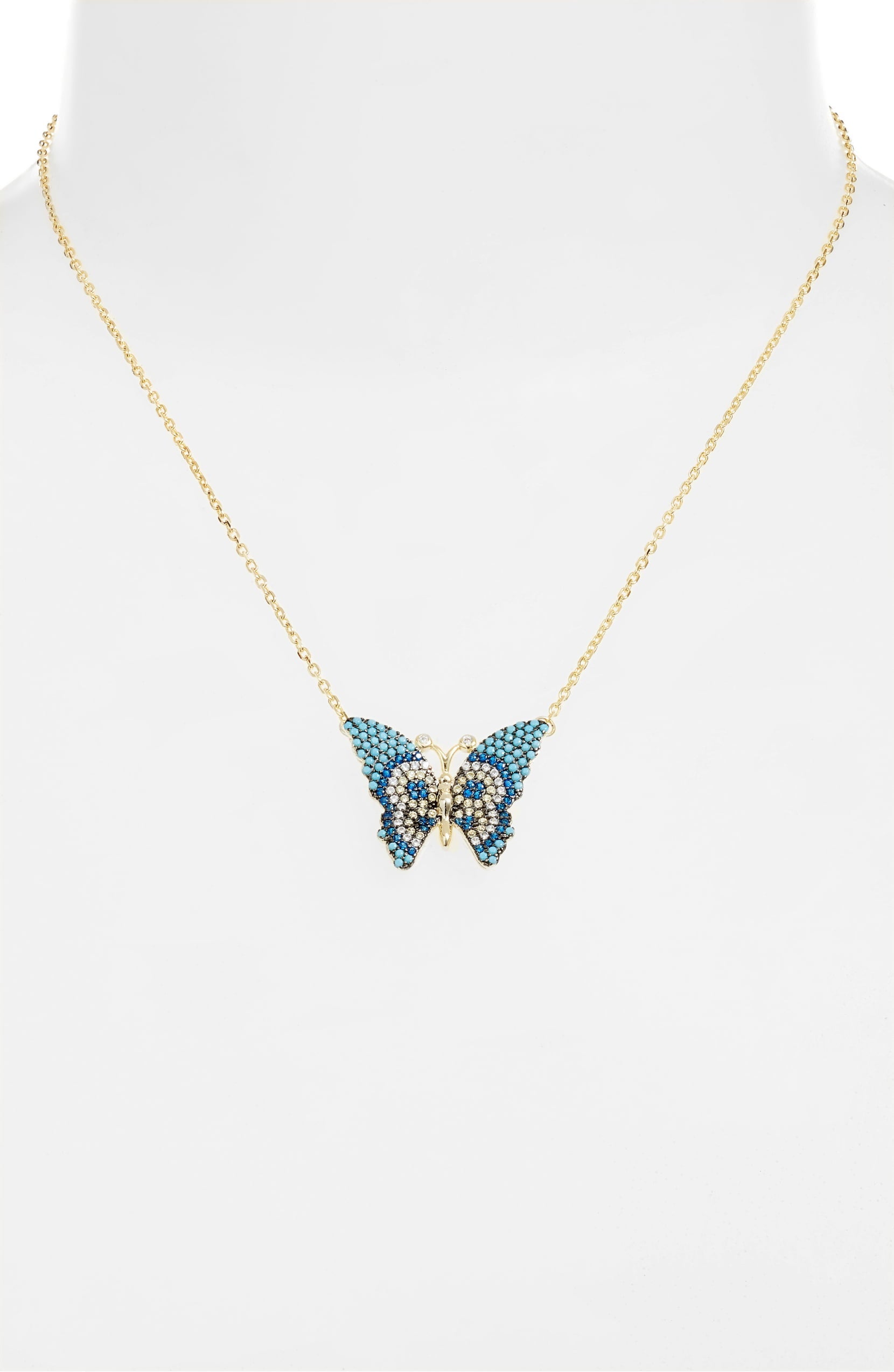 Butterfly Pave Charm Necklace-1