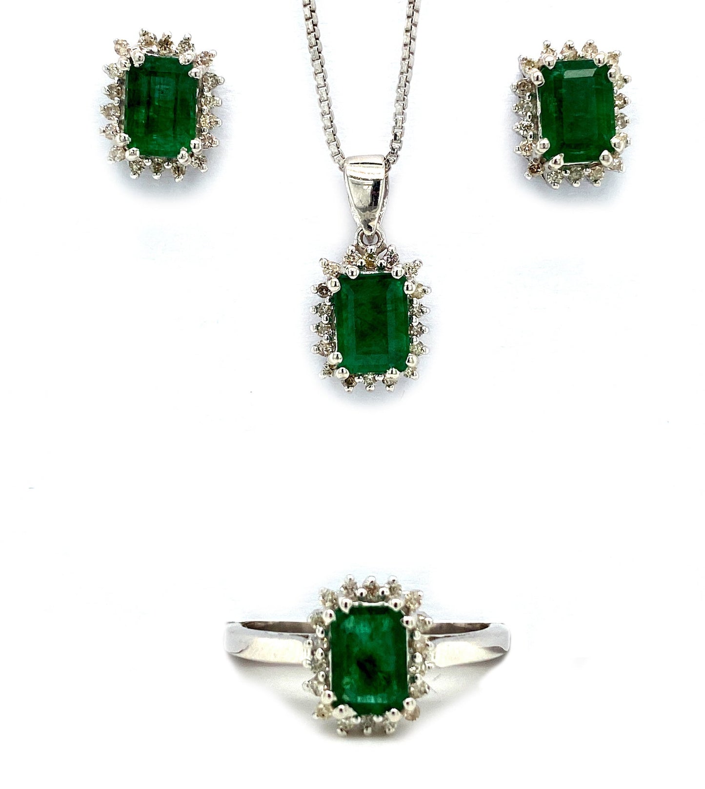 Emerald Jewellery Set in .925 Sterling Silver - KSS 60423