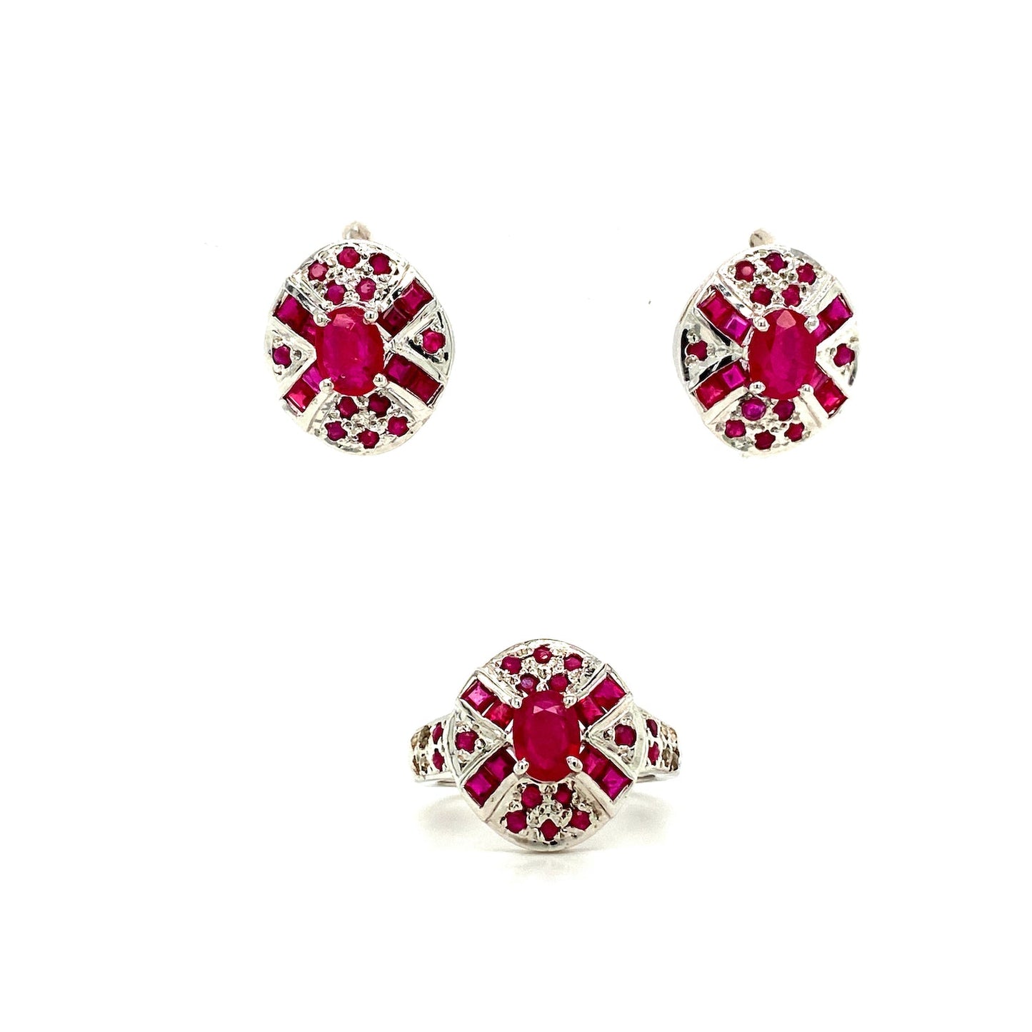Ruby Jewellery Set in .925 Sterling Silver - KSS 6188