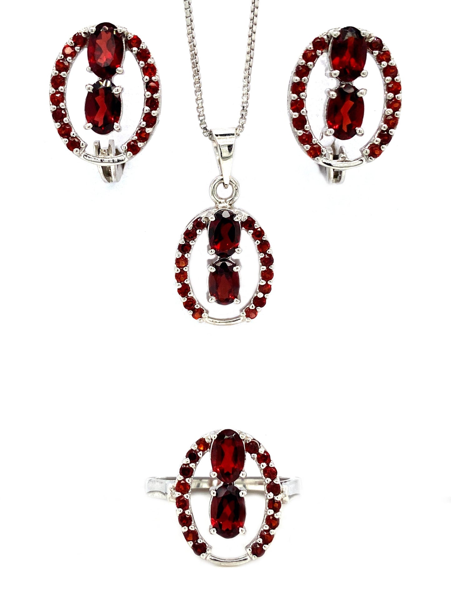 Garnet Jewellery Set in .925 Sterling Silver - KSS 6219