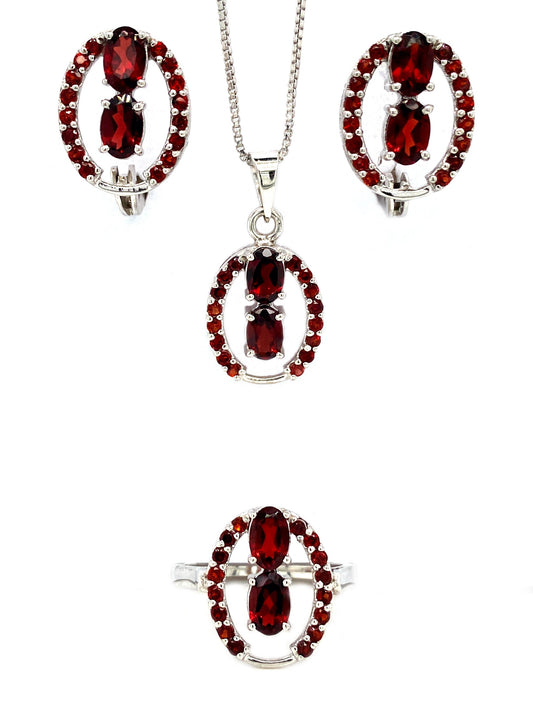 Garnet Jewellery Set in .925 Sterling Silver - KSS 6219