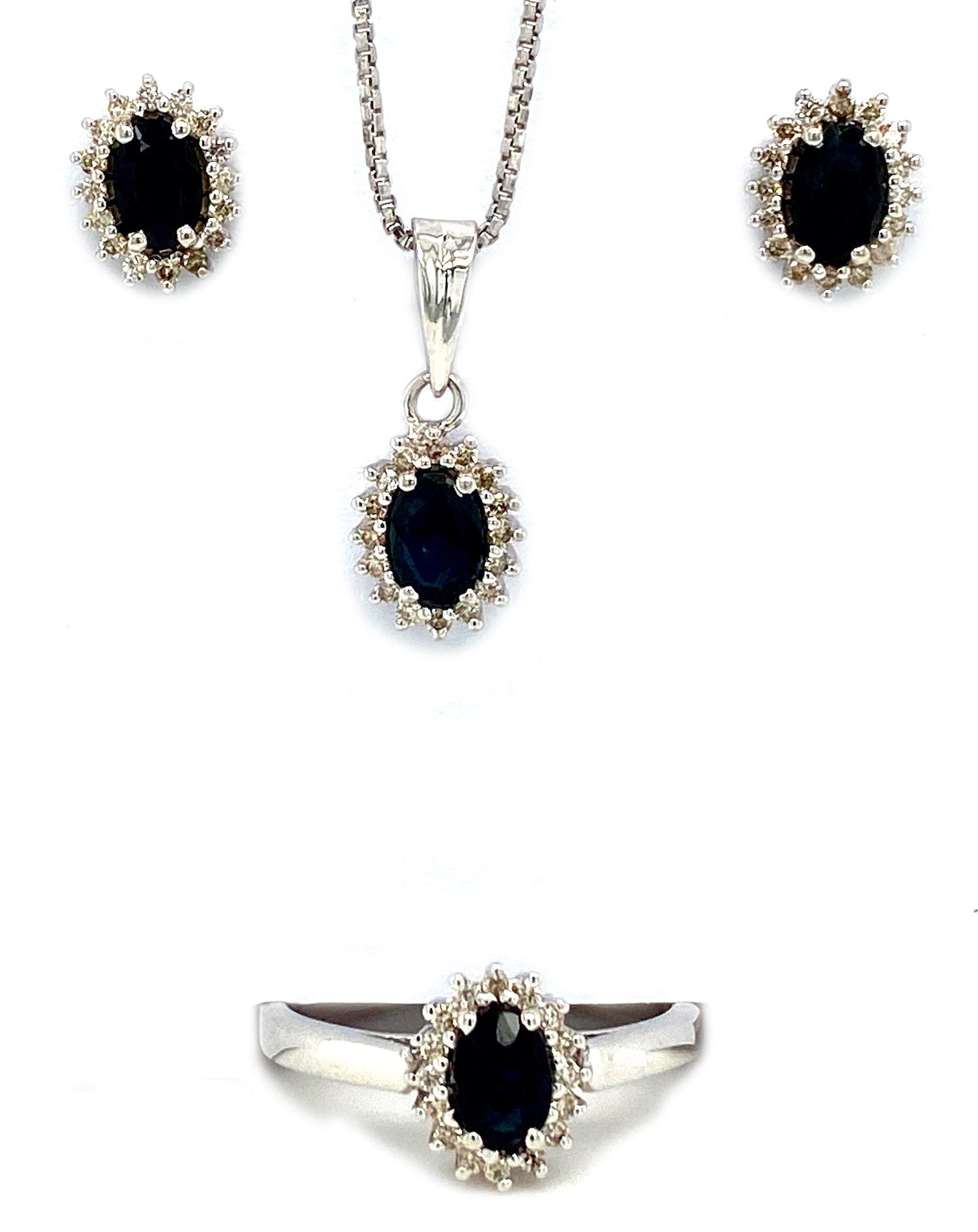 Sapphire Jewellery Set in .925 Sterling Silver - KSS 62301