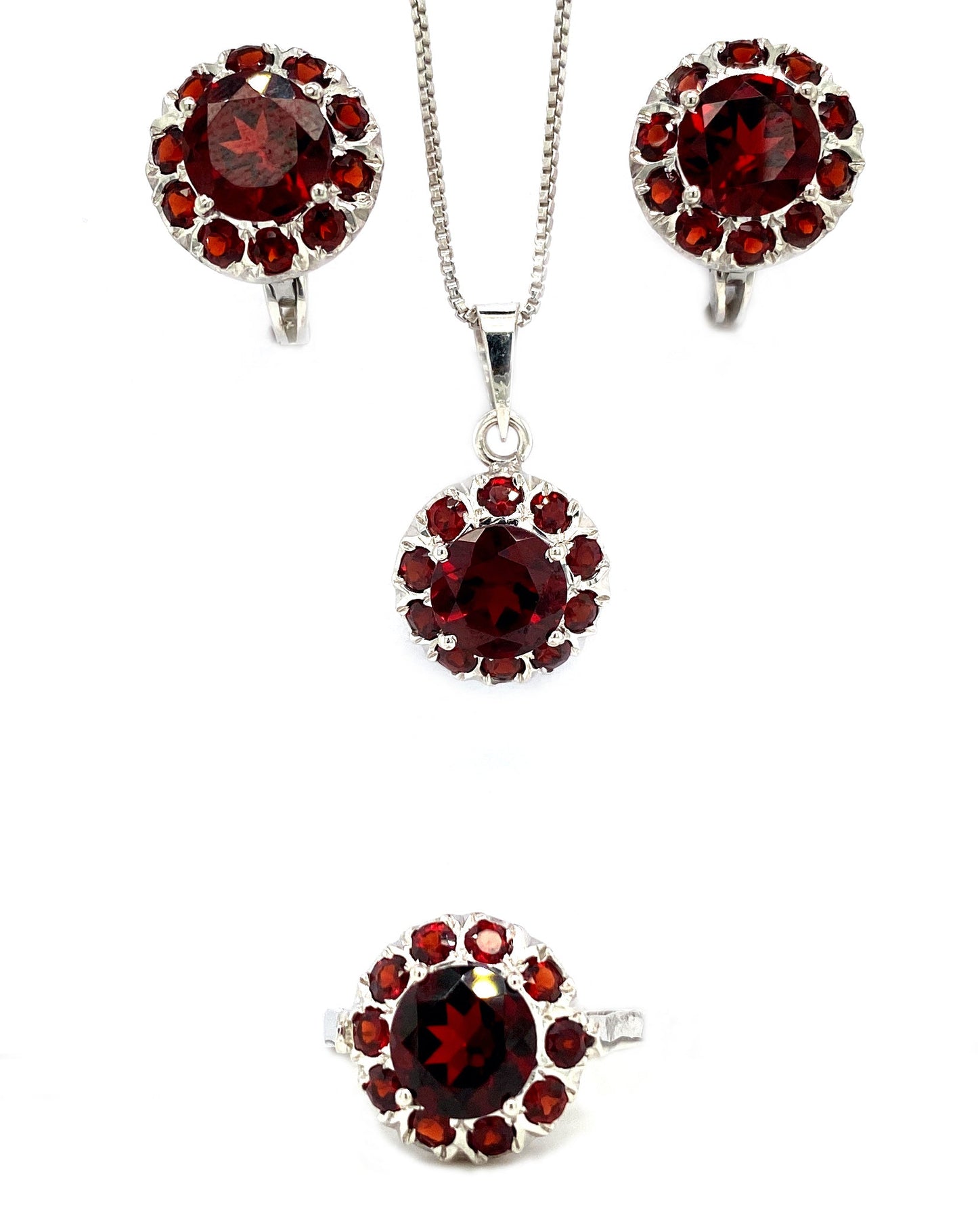 Garnet Jewellery Set in .925 Sterling Silver - KSS 6550