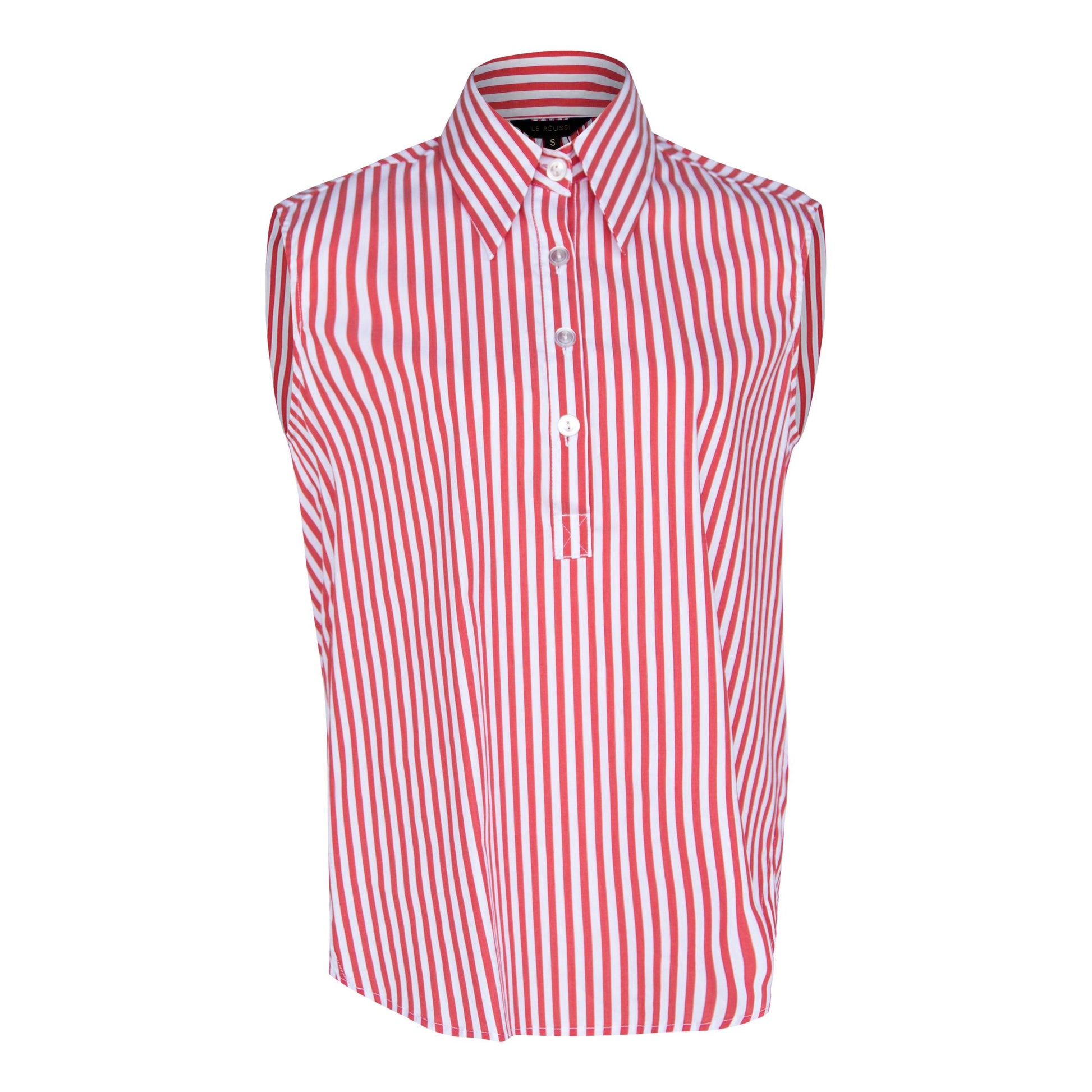 Italian Cotton Stripe Red Sleeveless Top-4