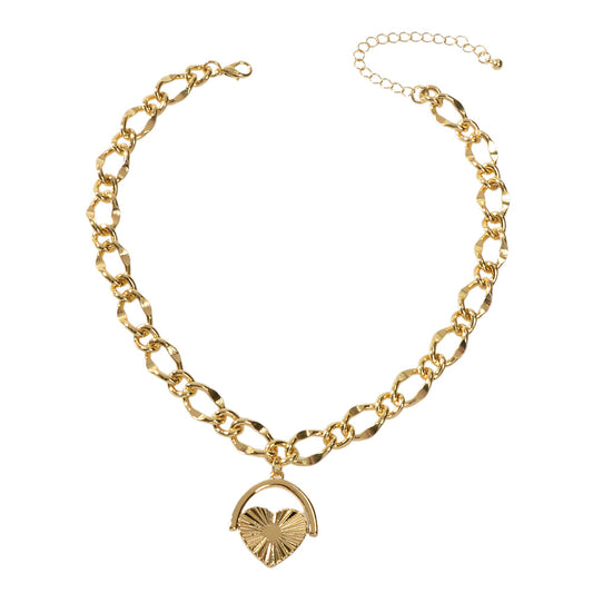 Female Accessories Thick Gold Chain Heart Statement Necklace Designer Jewellery