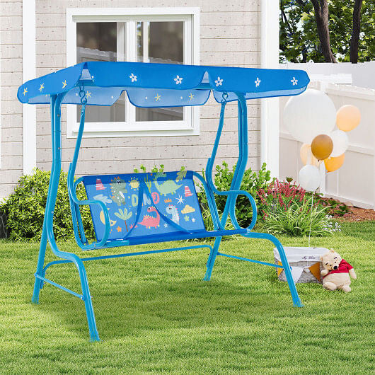 2 Person Kids Patio Swing Porch Bench with Canopy B593-NP12221-0