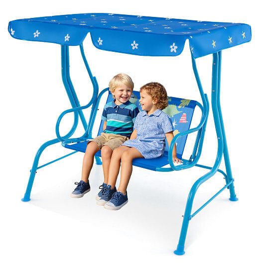 2 Person Kids Patio Swing Porch Bench with Canopy B593-NP12221-2