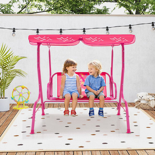 2 Person Kids Patio Swing Porch Bench with Canopy B593-NP12221-6