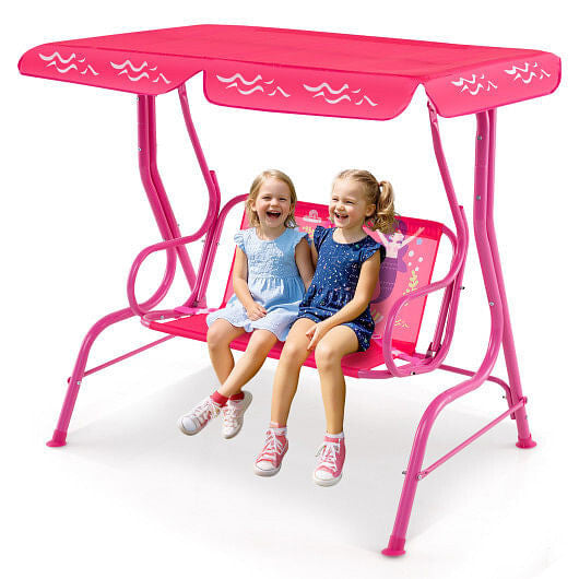 2 Person Kids Patio Swing Porch Bench with Canopy B593-NP12221-7