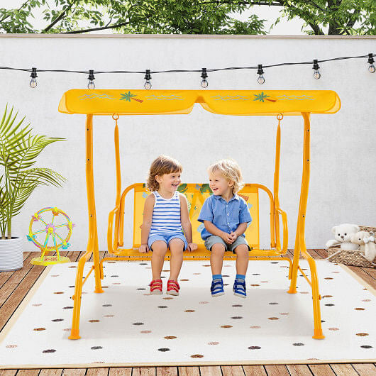 2 Person Kids Patio Swing Porch Bench with Canopy B593-NP12221-11