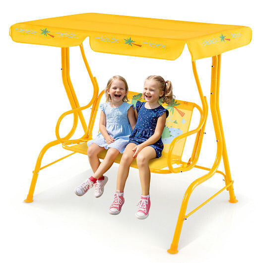 2 Person Kids Patio Swing Porch Bench with Canopy B593-NP12221-12