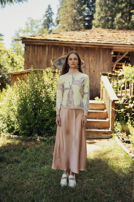 Solid Satin Slip Skirt-Natural-0