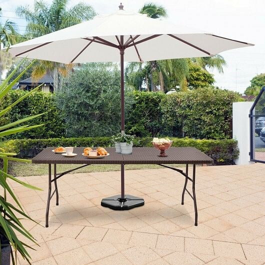 6 Feet Folding Portable Rattan Table with Carrying Handle