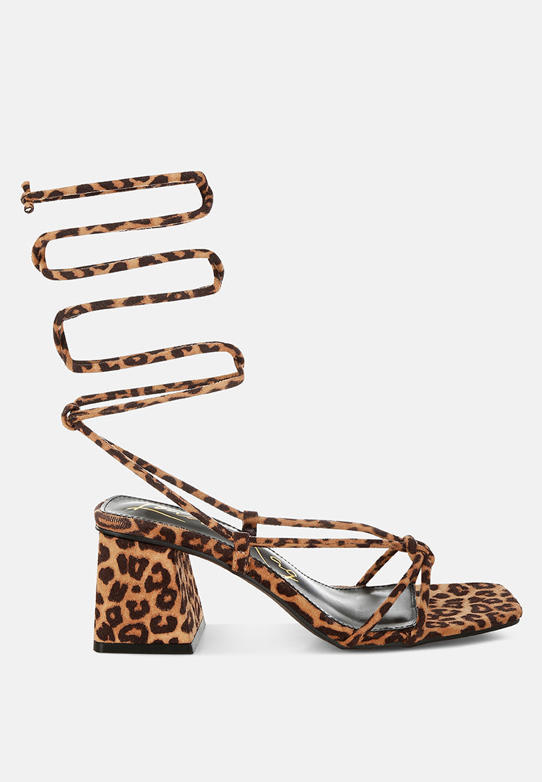 Piani Leopard Print Square Toe Heels