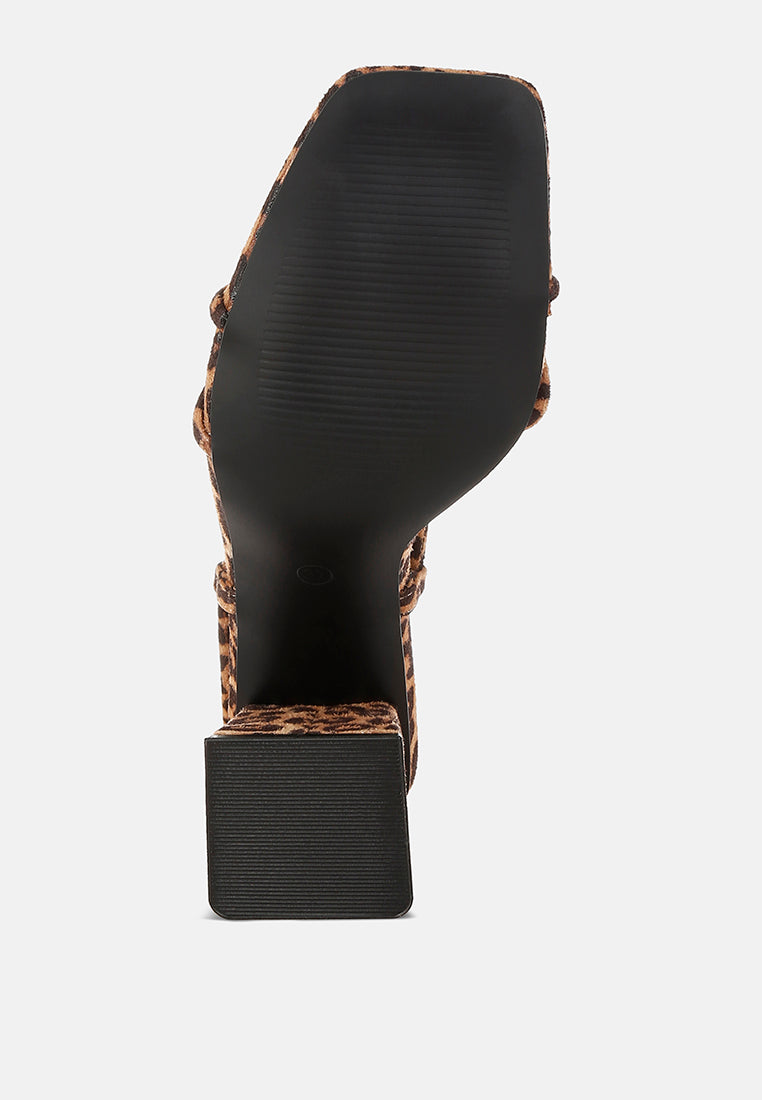 Piani Leopard Print Square Toe Heels