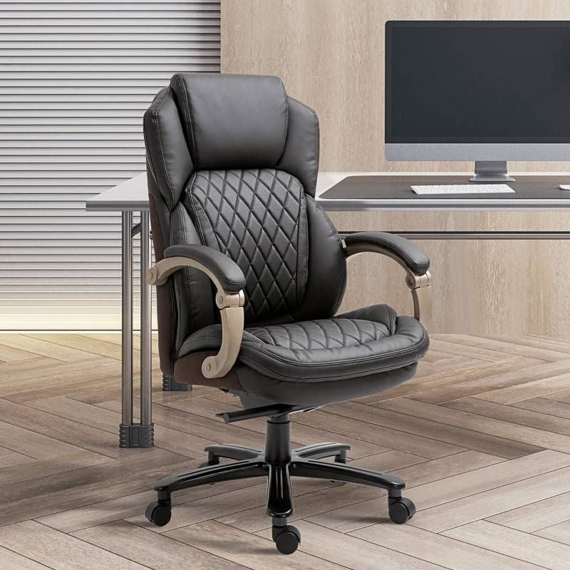 Brown Big and Tall Diamond Stitching Executive Adjustable Height Office Chair
