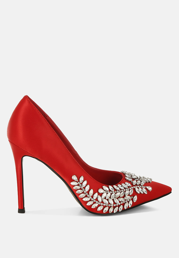 Ashlyn Rhinestones Embellished Satin Stiletto Pumps