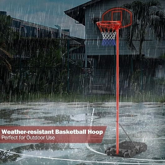 Adjustable Basketball Hoop System Stand Portable with 2 Wheels Fillable Base-Black & Red