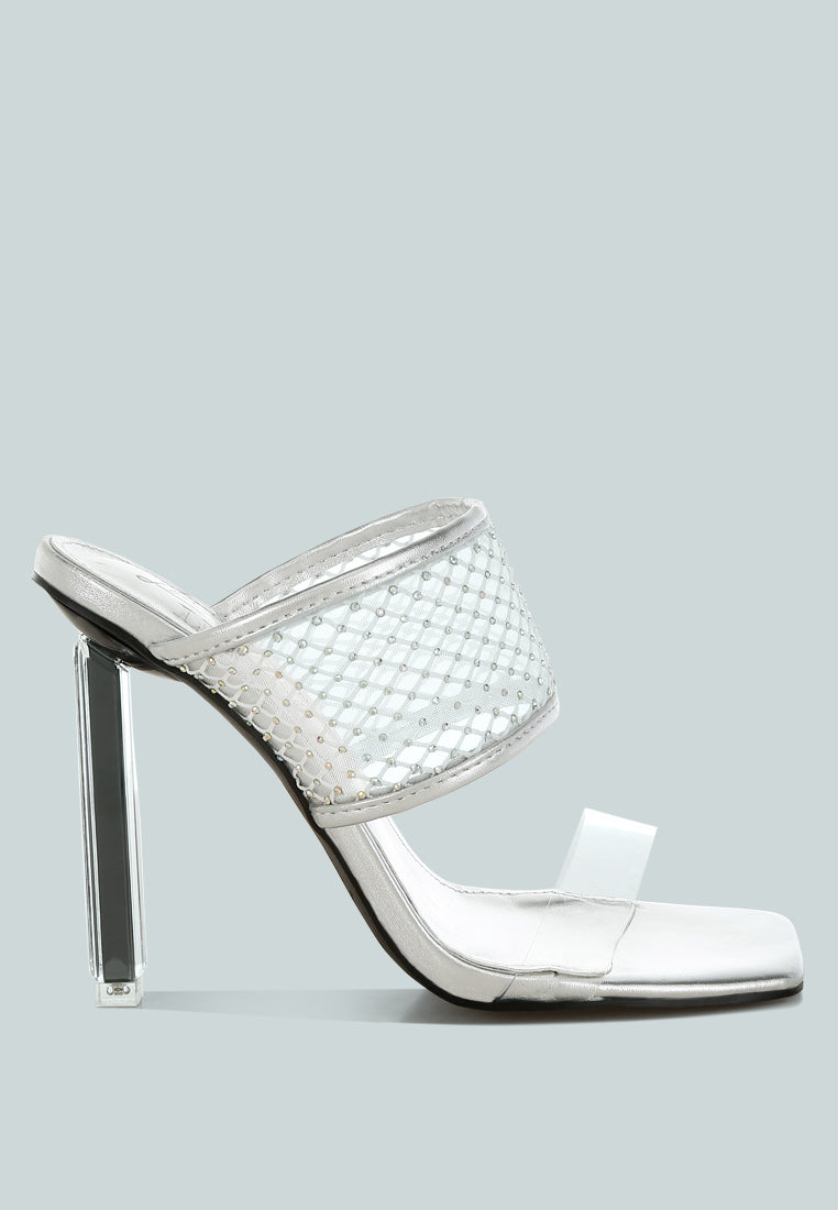 Salween Clear Embellished Square Toe Heels