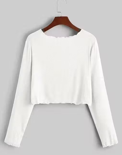 Long Sleeve Rib Knit Tie Front Cropped Cardigan TOP