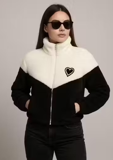 Women's Fleece Zip-Up Jacket with Heart