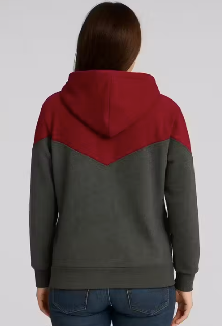 Women solid contras full sleeve fleece hoodies sweat shirt jacket