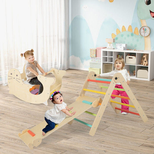7-in-1 Indoor Climbing Toys for Toddlers with Reversible Ramp-Multicolor-1