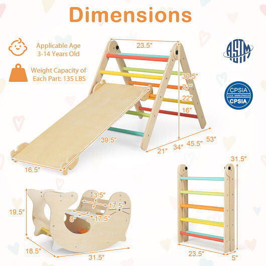 7-in-1 Indoor Climbing Toys for Toddlers with Reversible Ramp-Multicolor-2