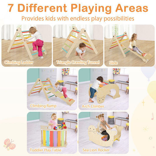 7-in-1 Indoor Climbing Toys for Toddlers with Reversible Ramp-Multicolor-3