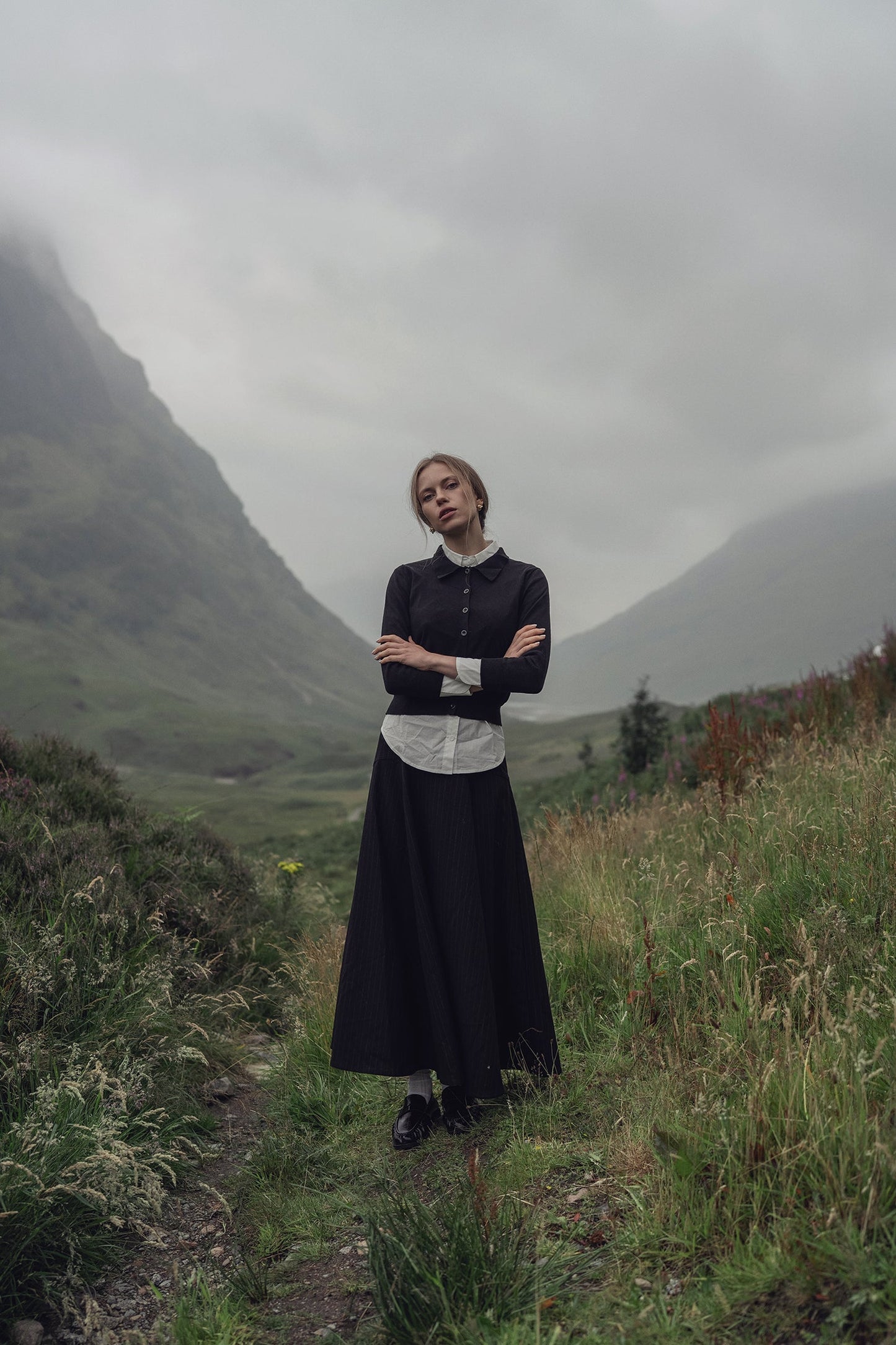 Wool Blend Collared Cardigan-Navy-0