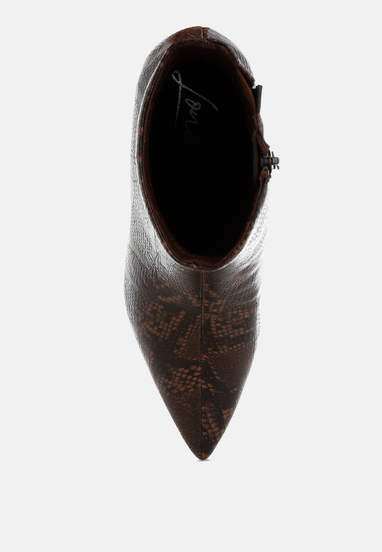 Thymus Snake Print Kitten Heel Boots-3