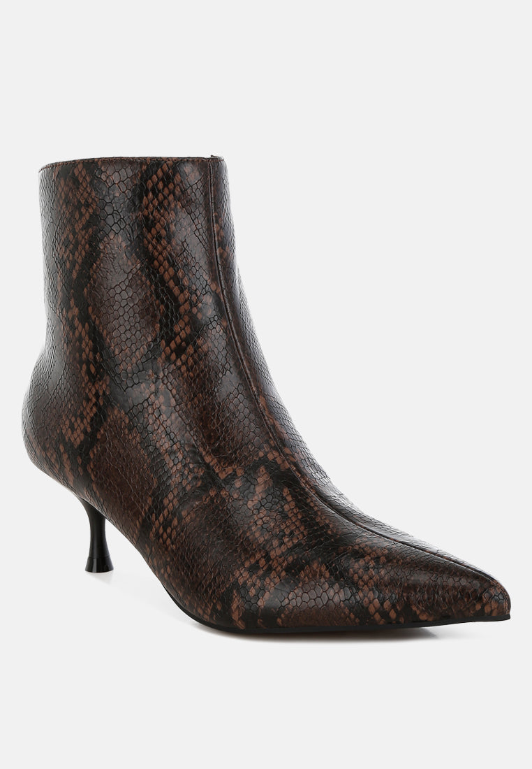 Thymus Snake Print Kitten Heel Boots-1