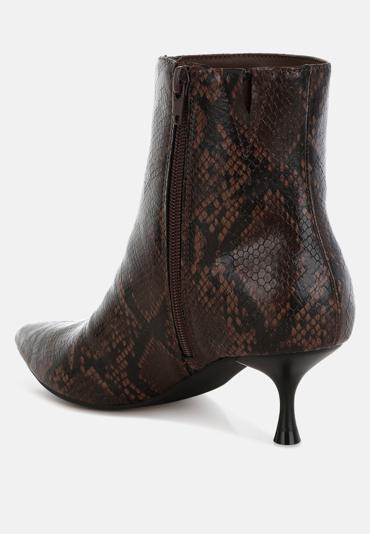 Thymus Snake Print Kitten Heel Boots-2