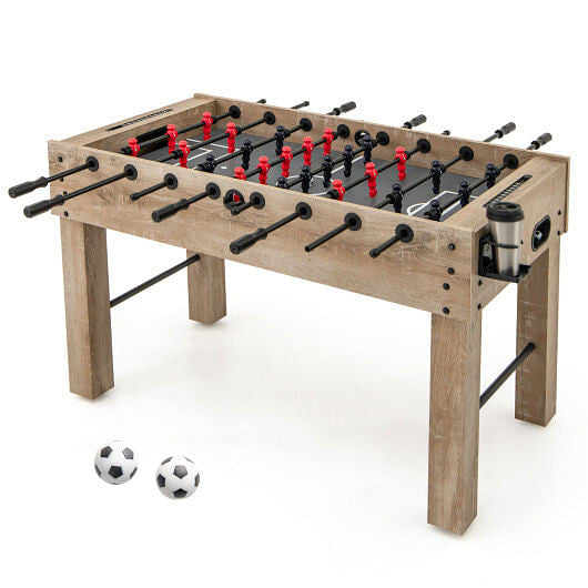 54 Inches Full Size Foosball Table with Legs 2 Balls and 2 Foldable Cup Holders for Kids Teens Adul