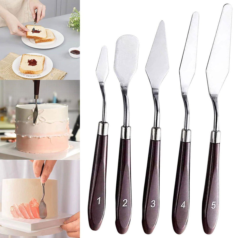 NNEDSZ Cake Cream Spatula 5 Pcs/Set Stainless Steel Frosting Spatula Baking Pastry Tools