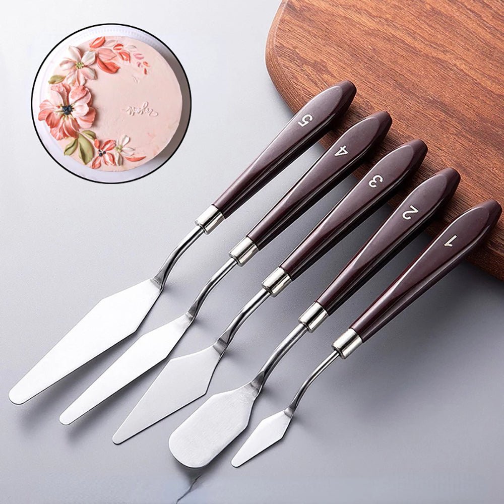 NNEDSZ Cake Cream Spatula 5 Pcs/Set Stainless Steel Frosting Spatula Baking Pastry Tools