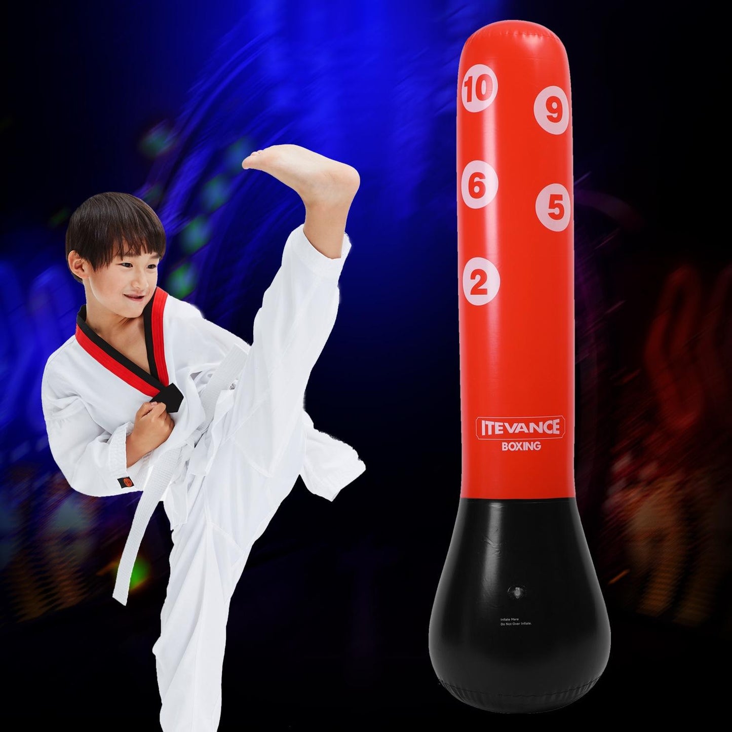 NNEDSZ 1.55M Vertical Inflatable Punching Bag For Kids - Pvc Tumbler Boxing Column