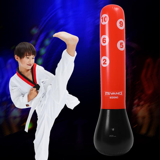NNEDSZ 1.55M Vertical Inflatable Punching Bag For Kids - Pvc Tumbler Boxing Column