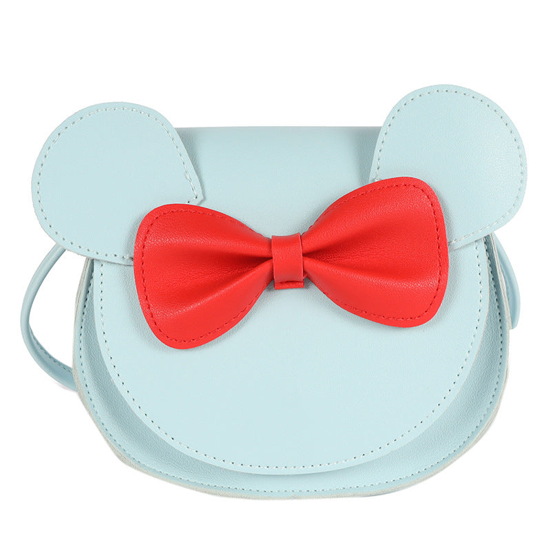 NNEDSZ Adorable Bow Bear Crossbody Bag for Kids - Blue Shoulder Bag 18*17*8cm