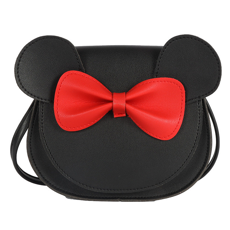 NNEDSZ Adorable Bow Bear Crossbody Bag for Kids - Black  Shoulder Bag 18*17*8cm