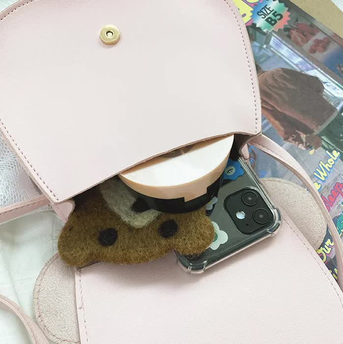 NNEDSZ Adorable Bow Bear Crossbody Bag for Kids - Black  Shoulder Bag 18*17*8cm