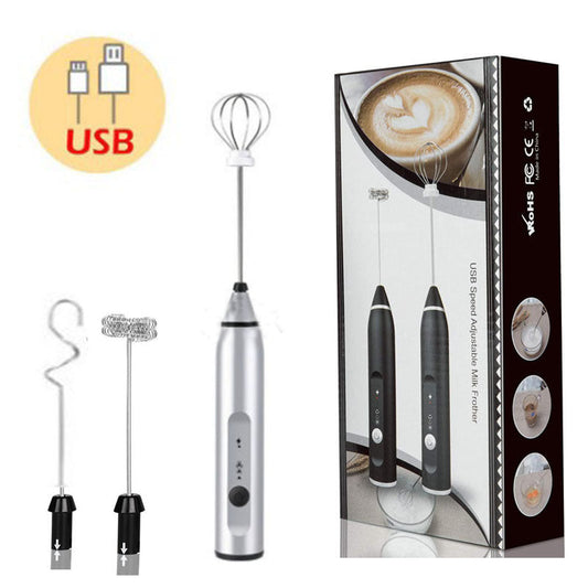NNEDSZ Silver 304 Stainless Steel Handheld Electric Milk Frother, Egg Beater, Paint Mixer, and Milk Powder Whisk