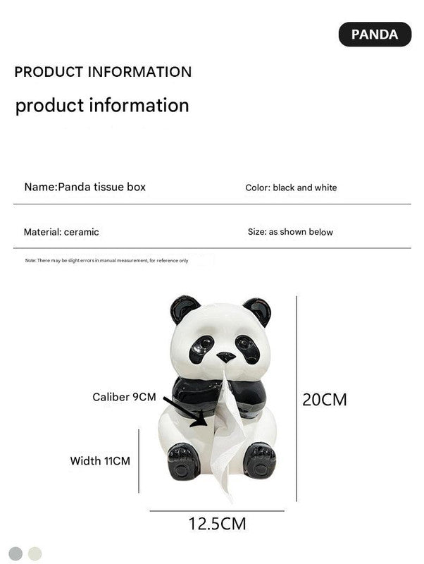 NNEDSZ Ceramic Panda Tissue Box Holder - Creative Cartoon Napkin Dispenser for Home Decor