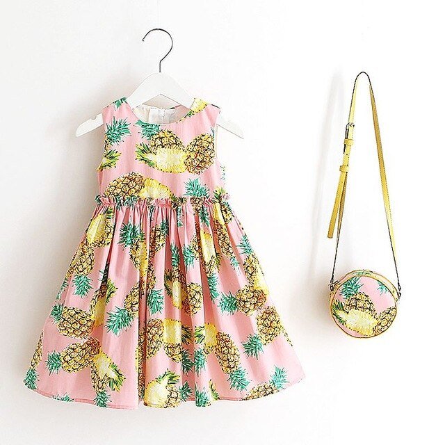 Baby Girls Dress Summer Brand Kids Clothes Toddler Dress with Bag Robe Enfant Christmas Dress