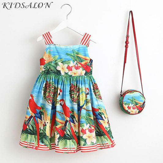Baby Girls Dress Summer Brand Kids Clothes Toddler Dress with Bag Robe Enfant Christmas Dress