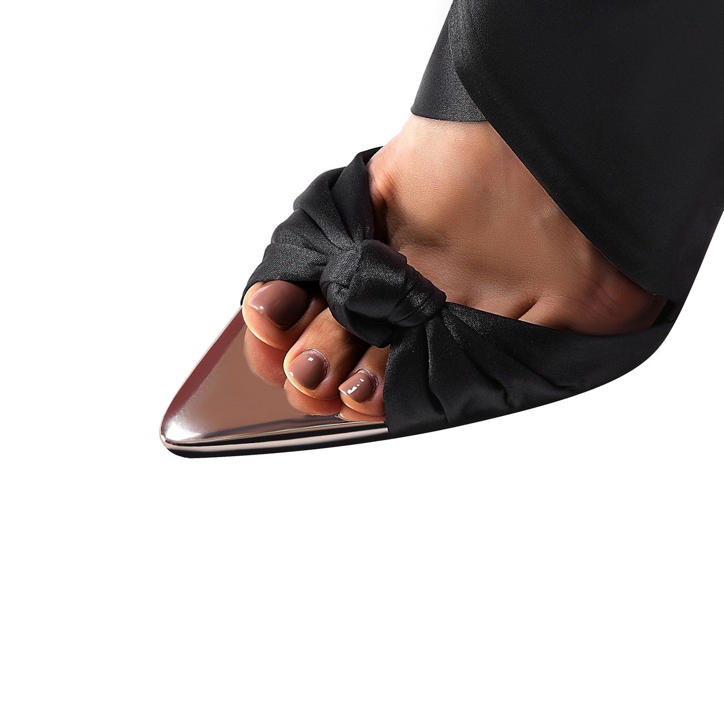 Black Pointed Toe Wrap Up Stiletto Heels