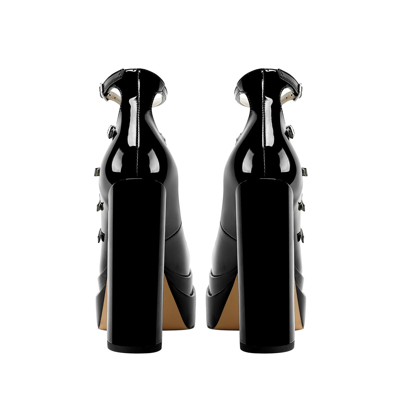 Black Strappy Mary Jane Platform Heels