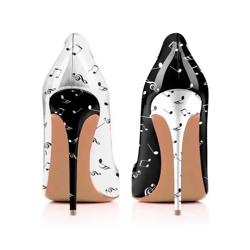 Black and White Stiletto High Heels