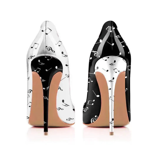 Black and White Stiletto High Heels